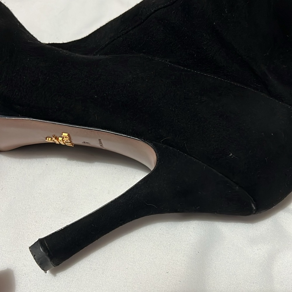 Prada Black Suede Platform Heeled Over the Knee Boots - Picture 13 of 16
